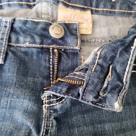 Red Camel skinny jeans size 7 juniors stretch embellished bling 30.5" inseam - Picture 4 of 11